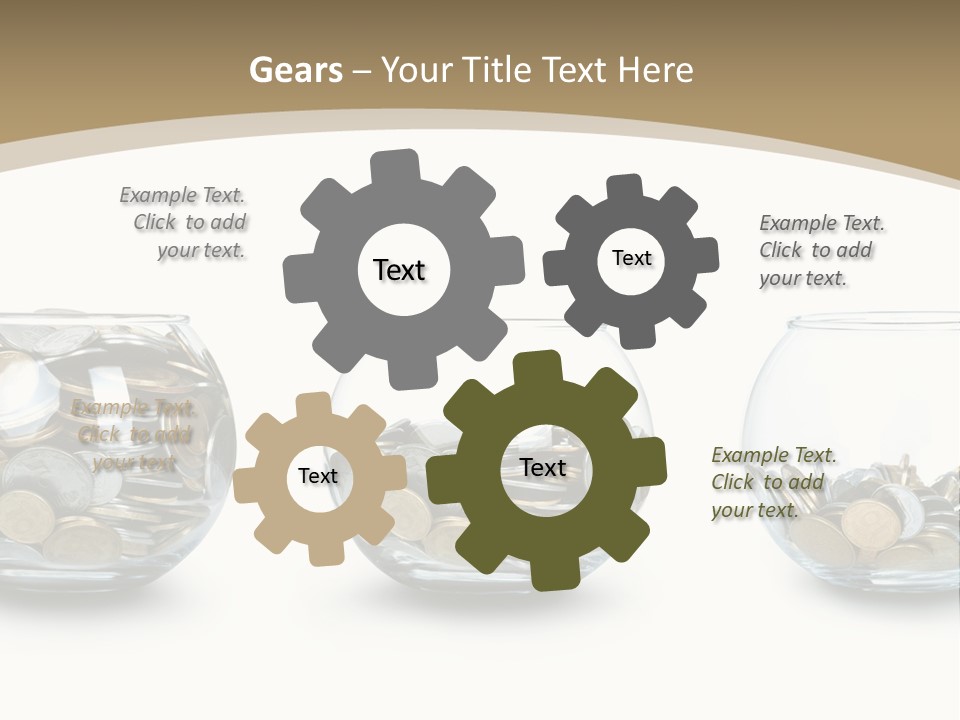 A Group Of Glass Vases Filled With Coins PowerPoint Template