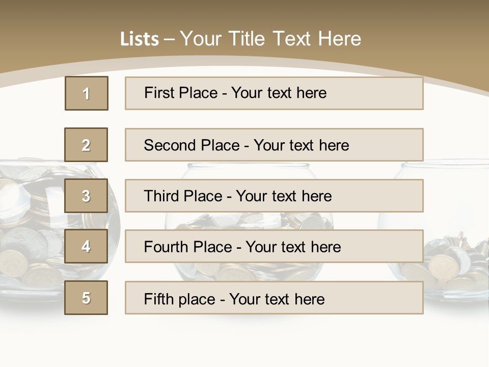 A Group Of Glass Vases Filled With Coins PowerPoint Template
