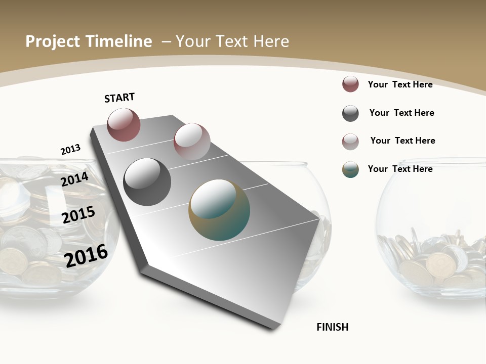 A Group Of Glass Vases Filled With Coins PowerPoint Template