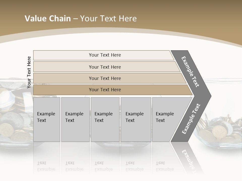 A Group Of Glass Vases Filled With Coins PowerPoint Template