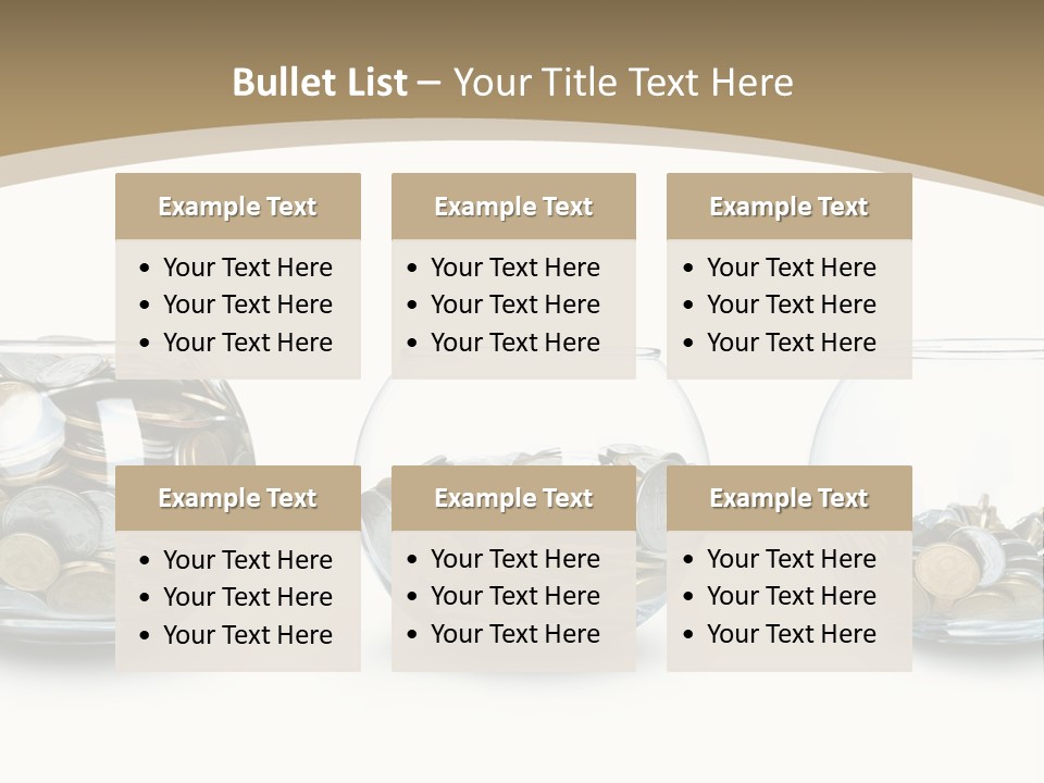 A Group Of Glass Vases Filled With Coins PowerPoint Template