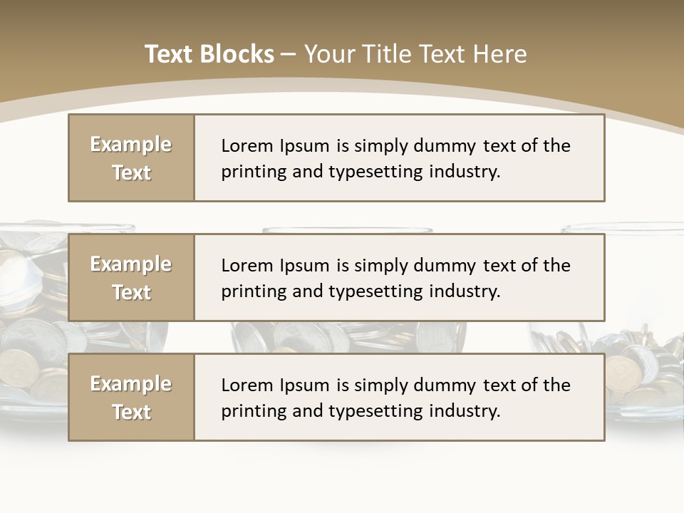 A Group Of Glass Vases Filled With Coins PowerPoint Template