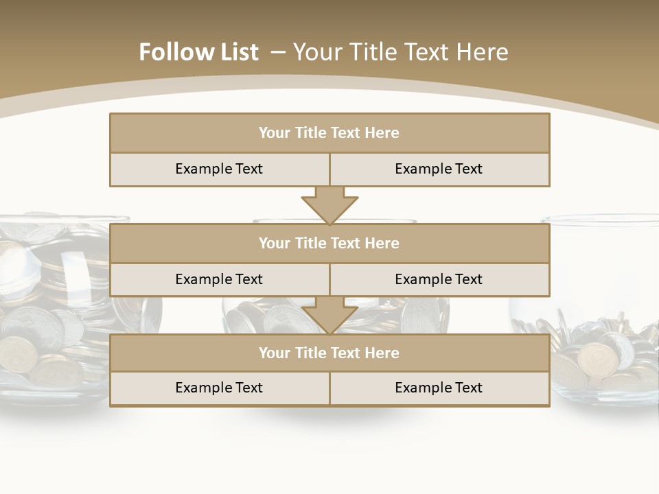 A Group Of Glass Vases Filled With Coins PowerPoint Template