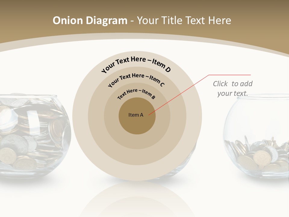 A Group Of Glass Vases Filled With Coins PowerPoint Template