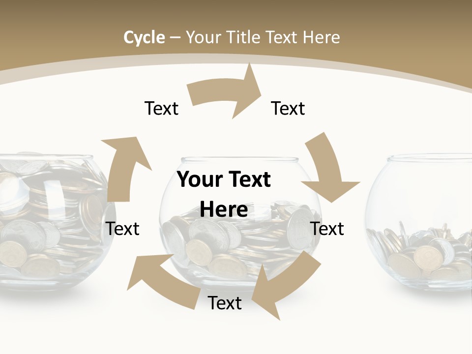A Group Of Glass Vases Filled With Coins PowerPoint Template
