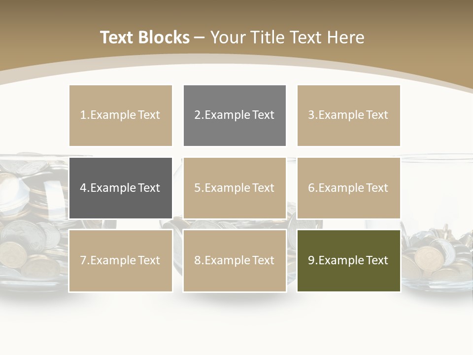 A Group Of Glass Vases Filled With Coins PowerPoint Template