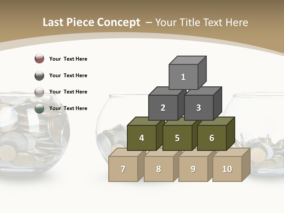 A Group Of Glass Vases Filled With Coins PowerPoint Template