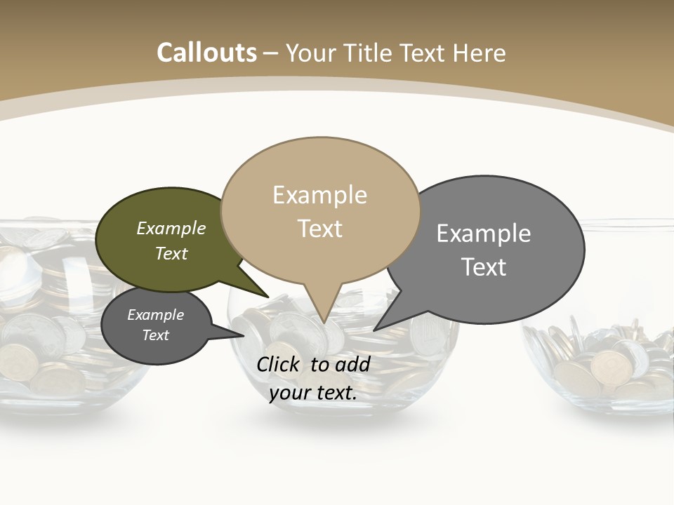 A Group Of Glass Vases Filled With Coins PowerPoint Template