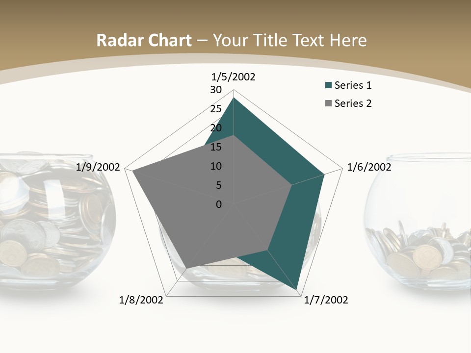 A Group Of Glass Vases Filled With Coins PowerPoint Template