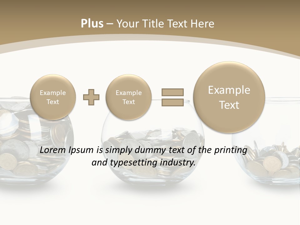 A Group Of Glass Vases Filled With Coins PowerPoint Template