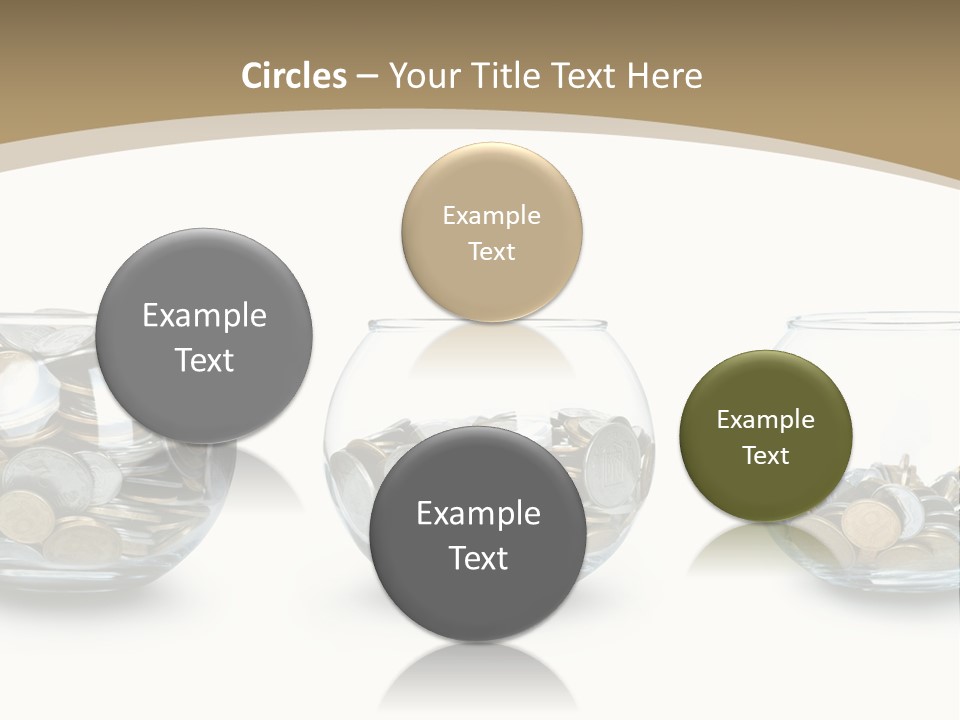 A Group Of Glass Vases Filled With Coins PowerPoint Template