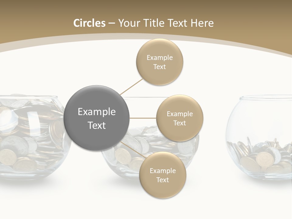 A Group Of Glass Vases Filled With Coins PowerPoint Template