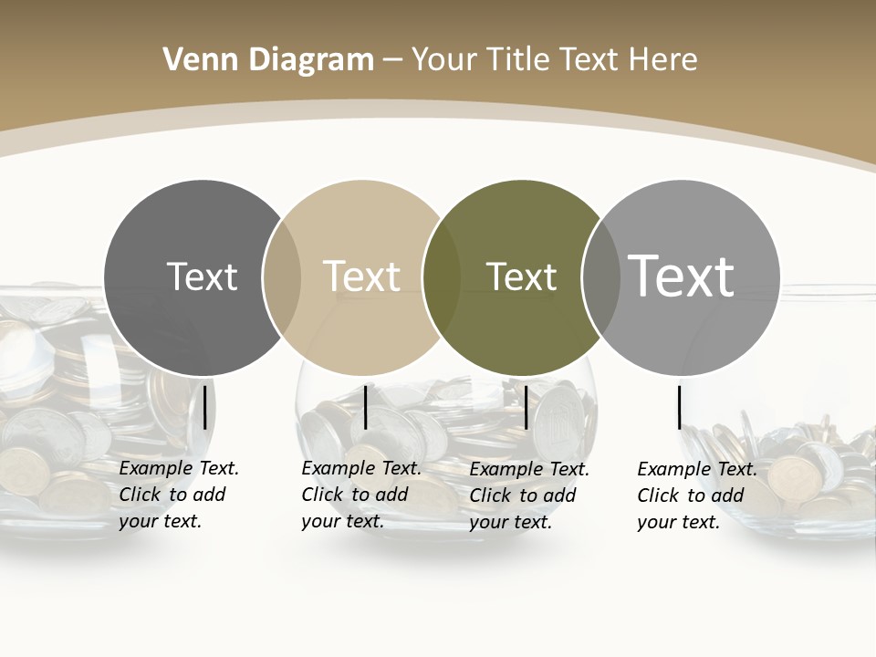 A Group Of Glass Vases Filled With Coins PowerPoint Template