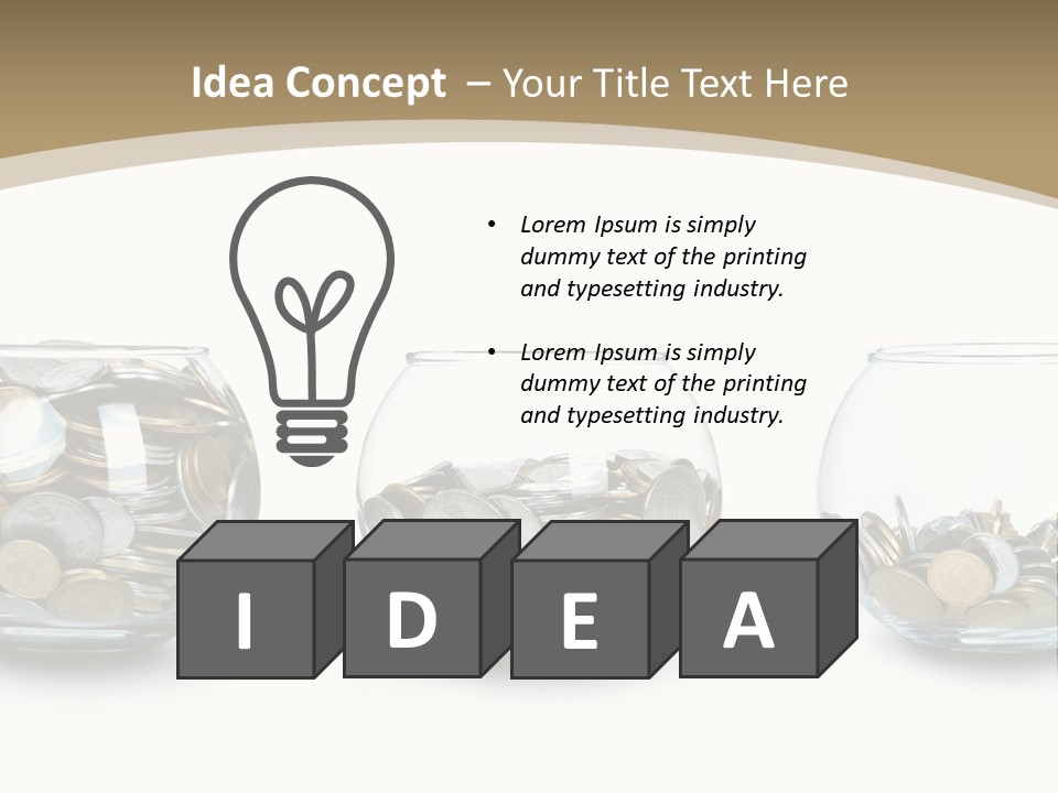 A Group Of Glass Vases Filled With Coins PowerPoint Template