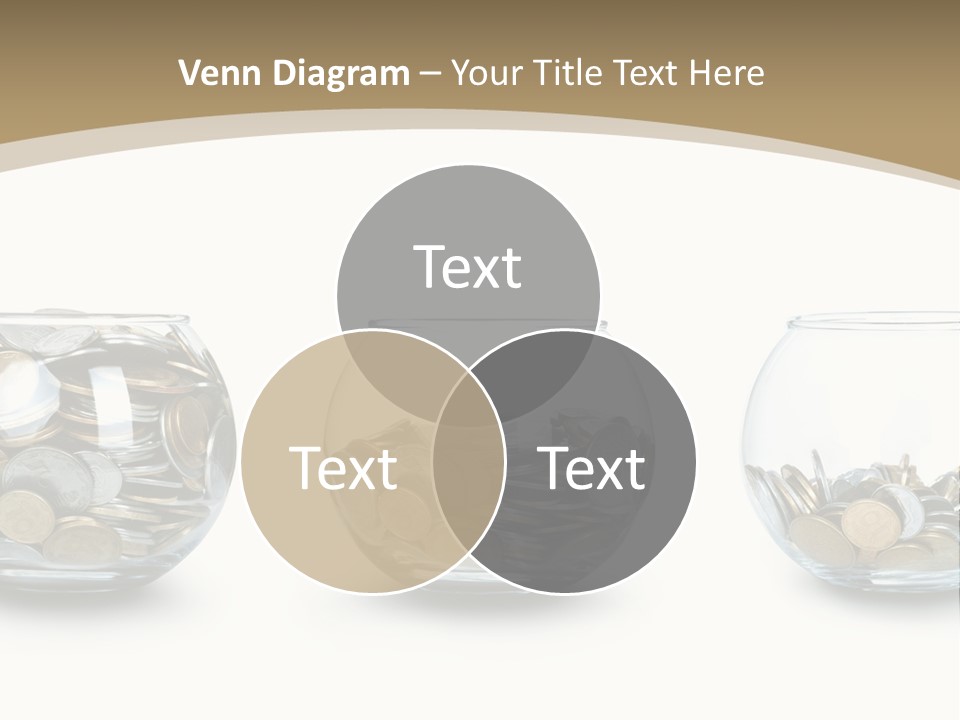 A Group Of Glass Vases Filled With Coins PowerPoint Template