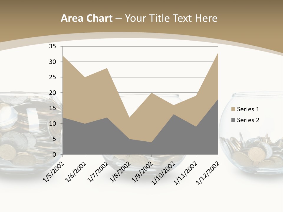 A Group Of Glass Vases Filled With Coins PowerPoint Template