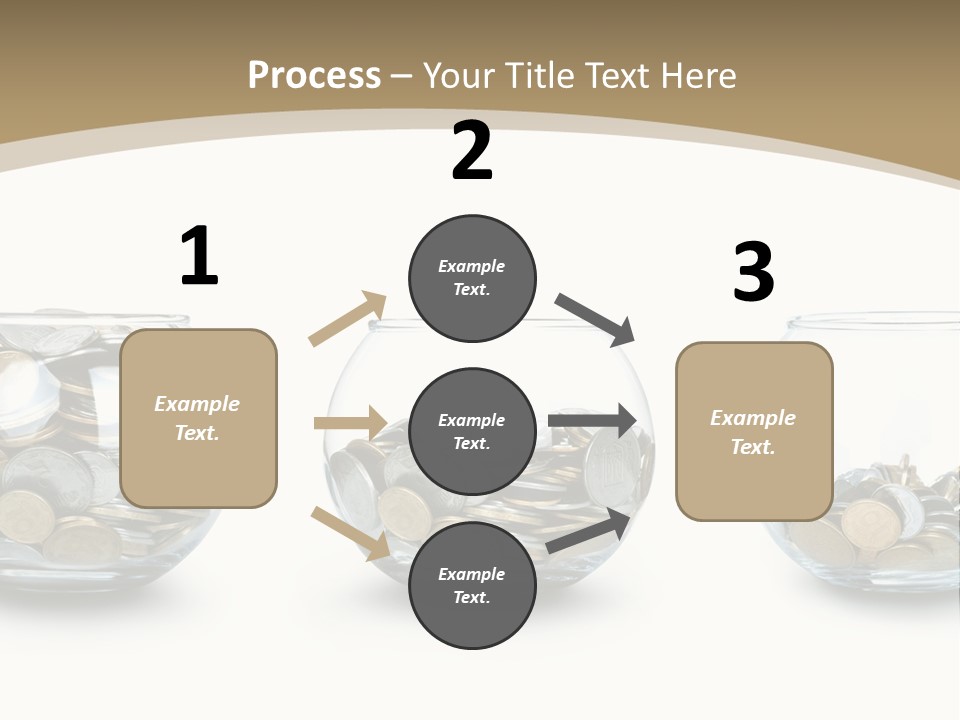 A Group Of Glass Vases Filled With Coins PowerPoint Template