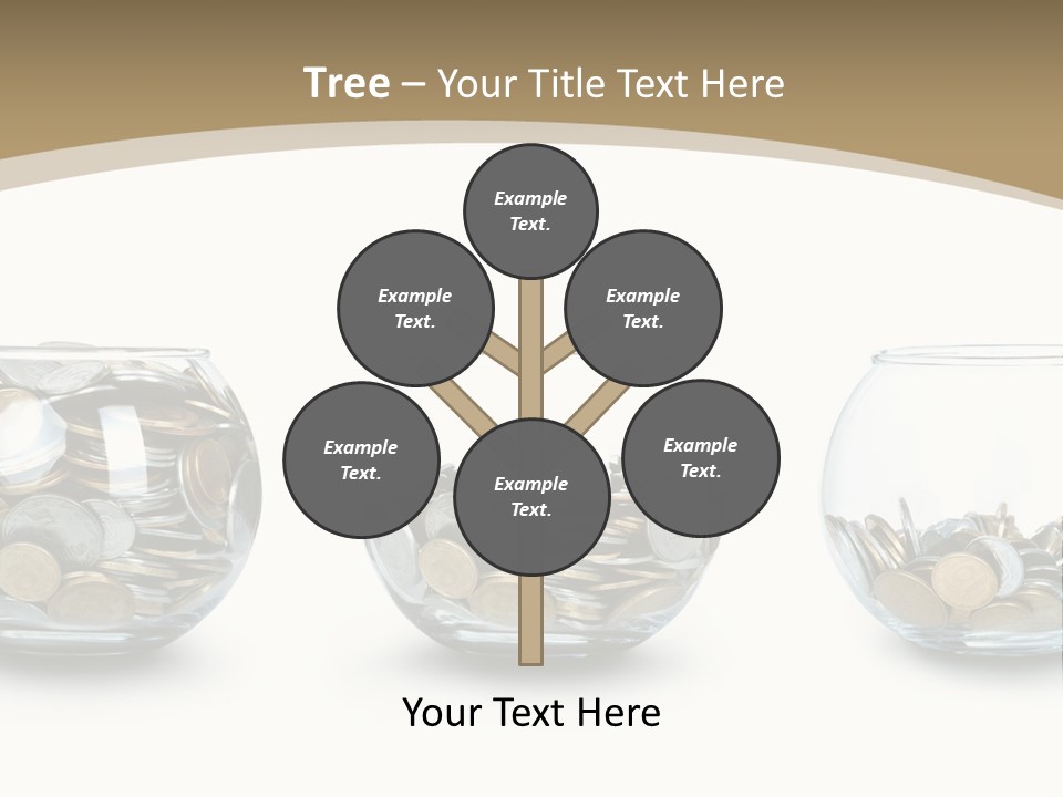 A Group Of Glass Vases Filled With Coins PowerPoint Template