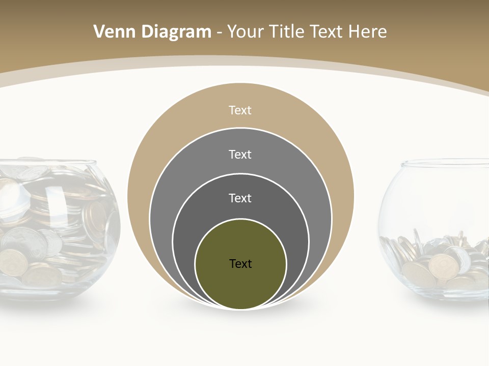 A Group Of Glass Vases Filled With Coins PowerPoint Template