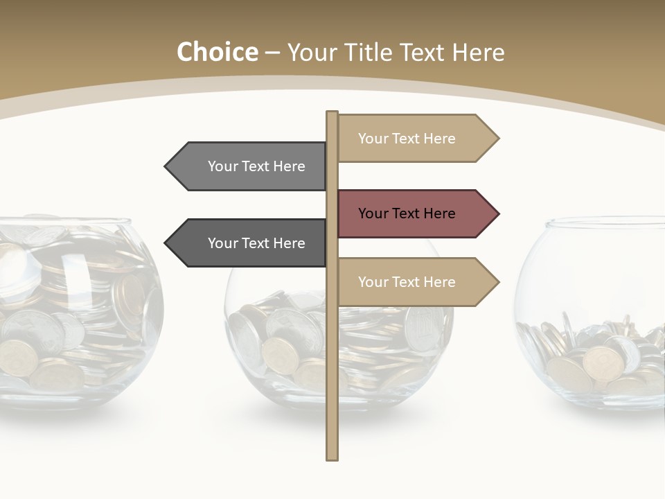 A Group Of Glass Vases Filled With Coins PowerPoint Template