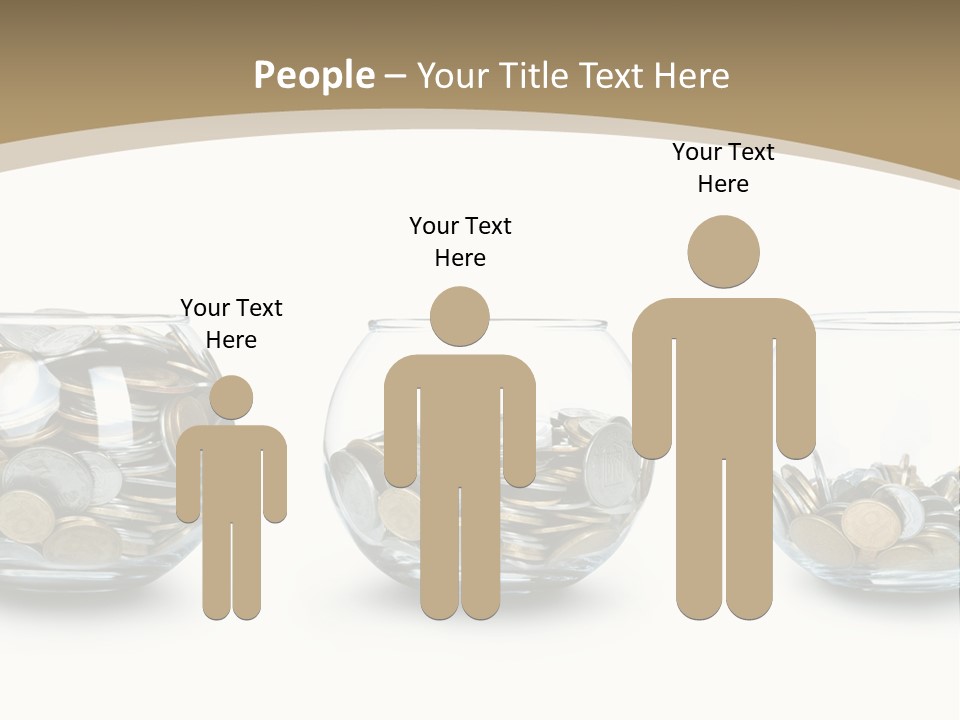 A Group Of Glass Vases Filled With Coins PowerPoint Template