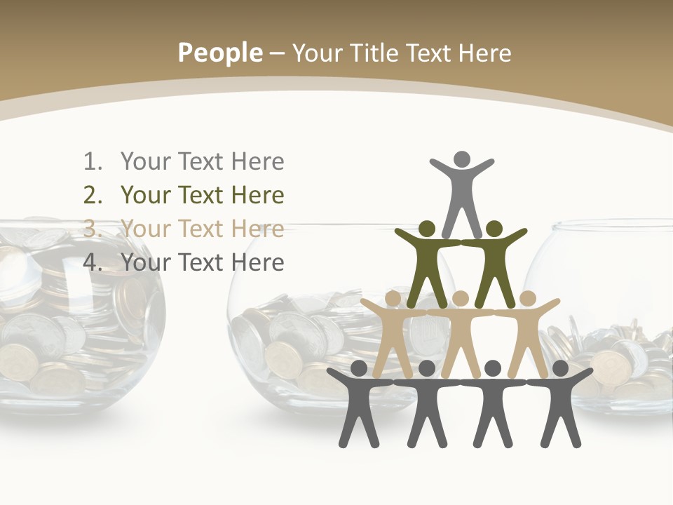 A Group Of Glass Vases Filled With Coins PowerPoint Template