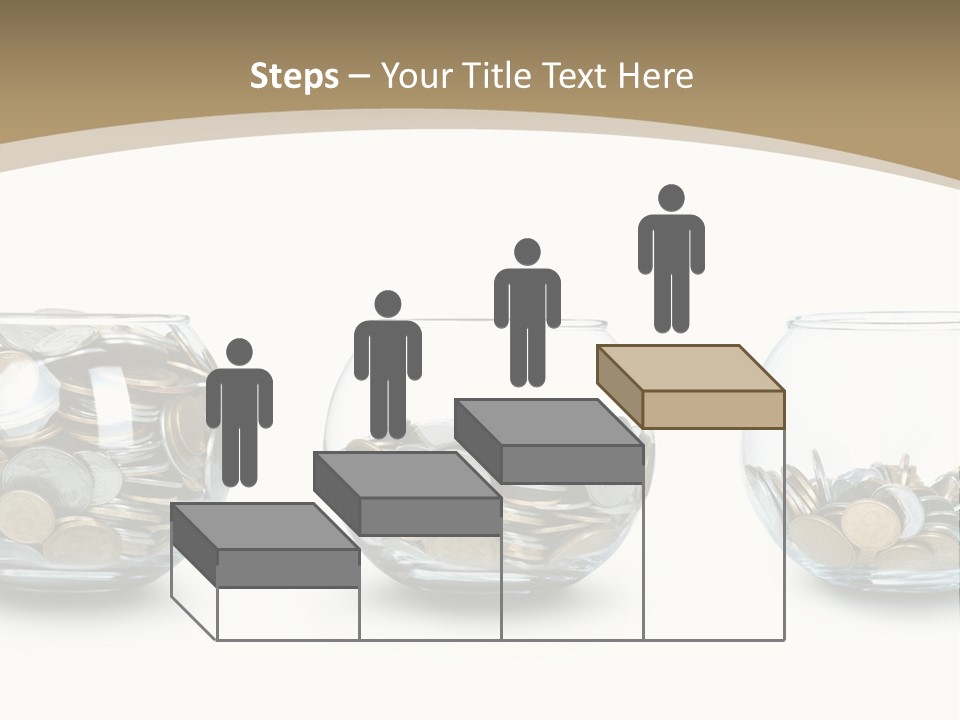 A Group Of Glass Vases Filled With Coins PowerPoint Template