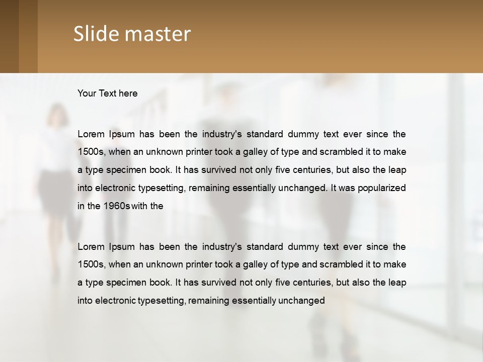 A Group Of People Walking Down A Hallway PowerPoint Template