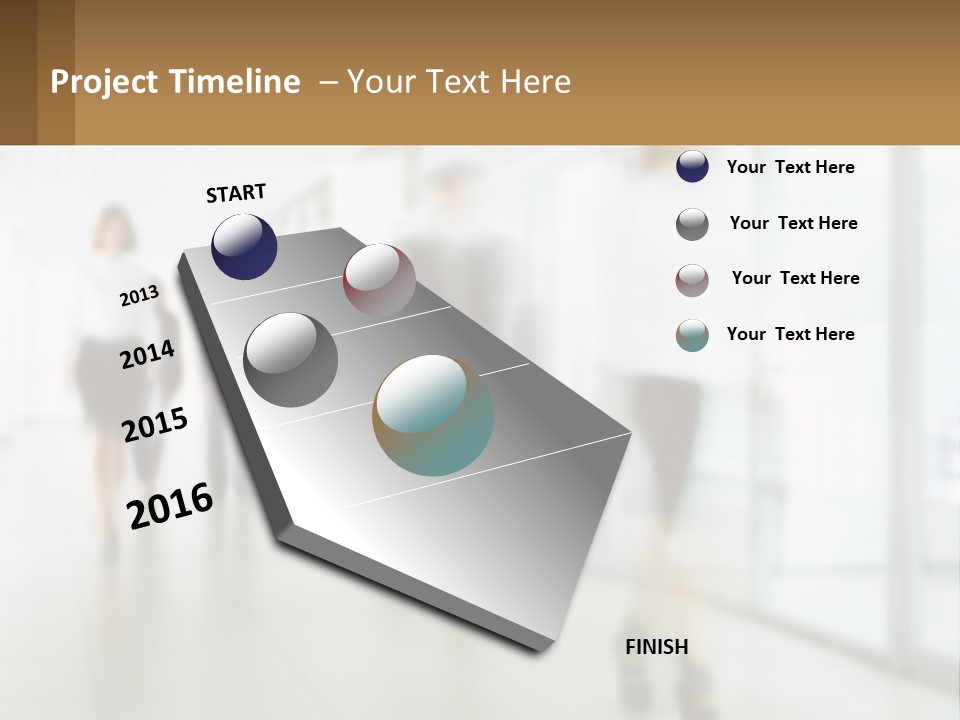 A Group Of People Walking Down A Hallway PowerPoint Template