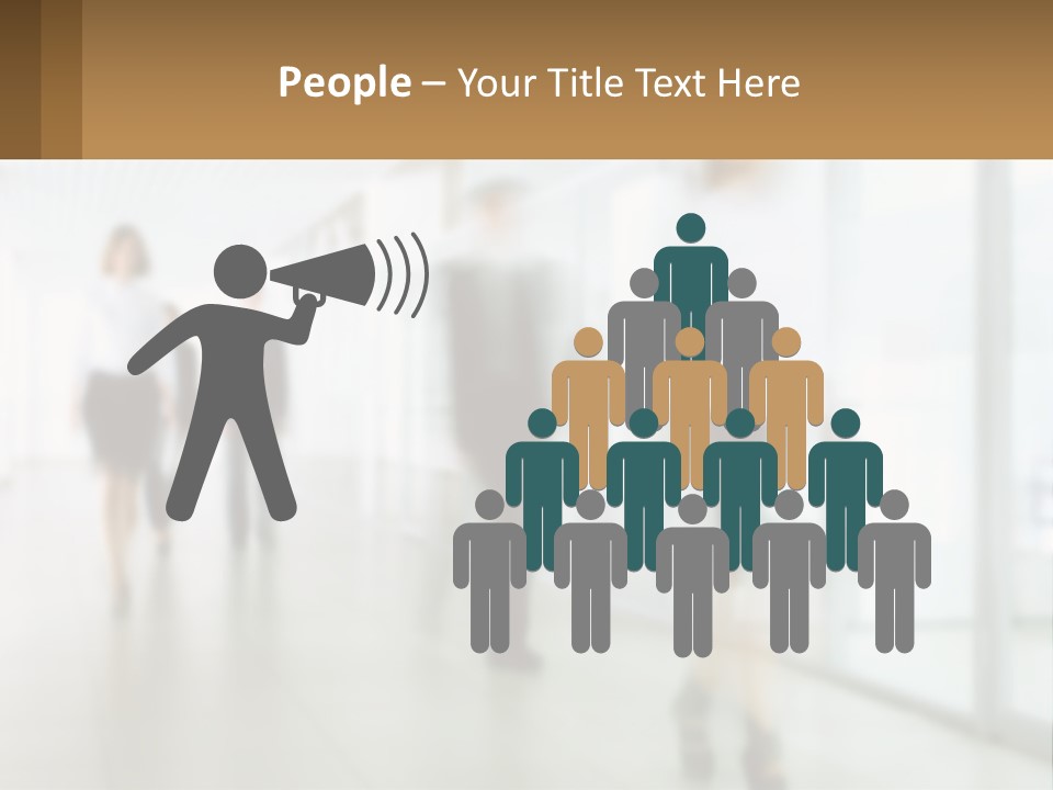 A Group Of People Walking Down A Hallway PowerPoint Template