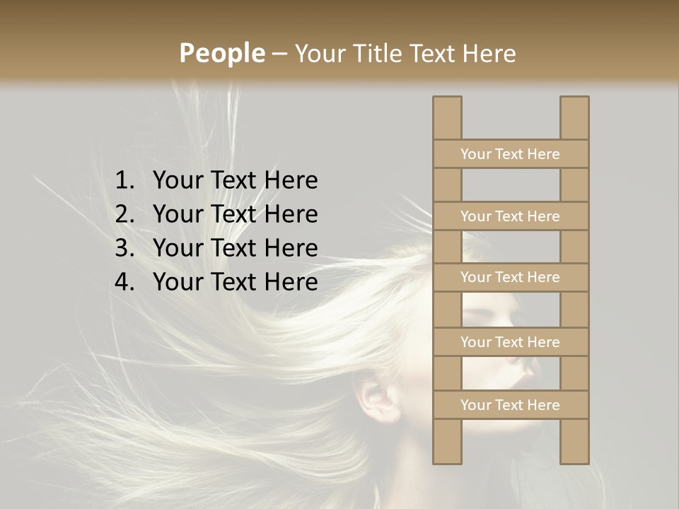 A Beautiful Blonde Woman With Long Hair In Motion PowerPoint Template