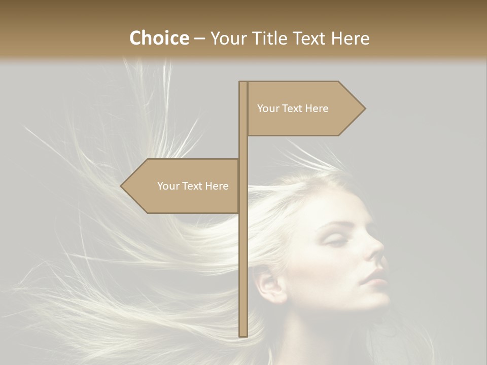 A Beautiful Blonde Woman With Long Hair In Motion PowerPoint Template