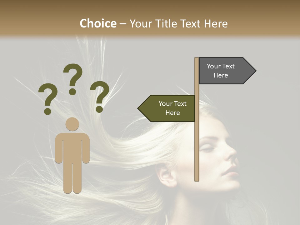 A Beautiful Blonde Woman With Long Hair In Motion PowerPoint Template