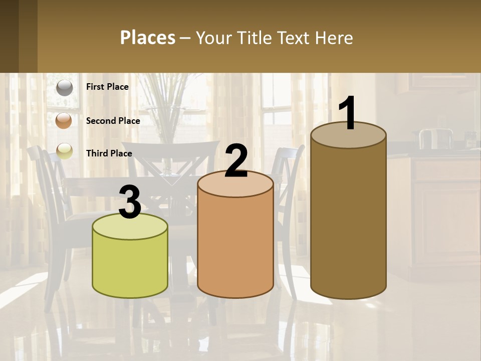 A Dining Room Table With Chairs And A Vase Of Flowers PowerPoint Template