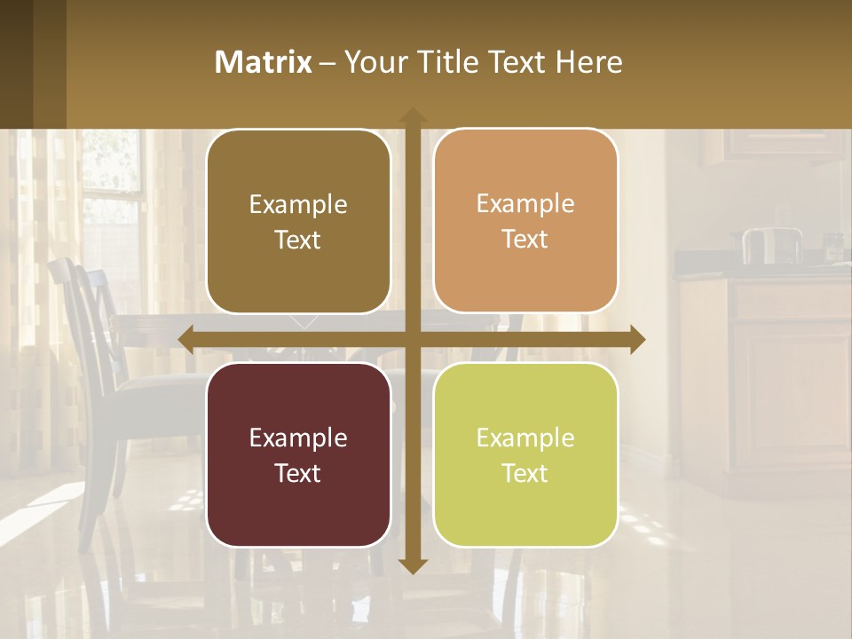 A Dining Room Table With Chairs And A Vase Of Flowers PowerPoint Template