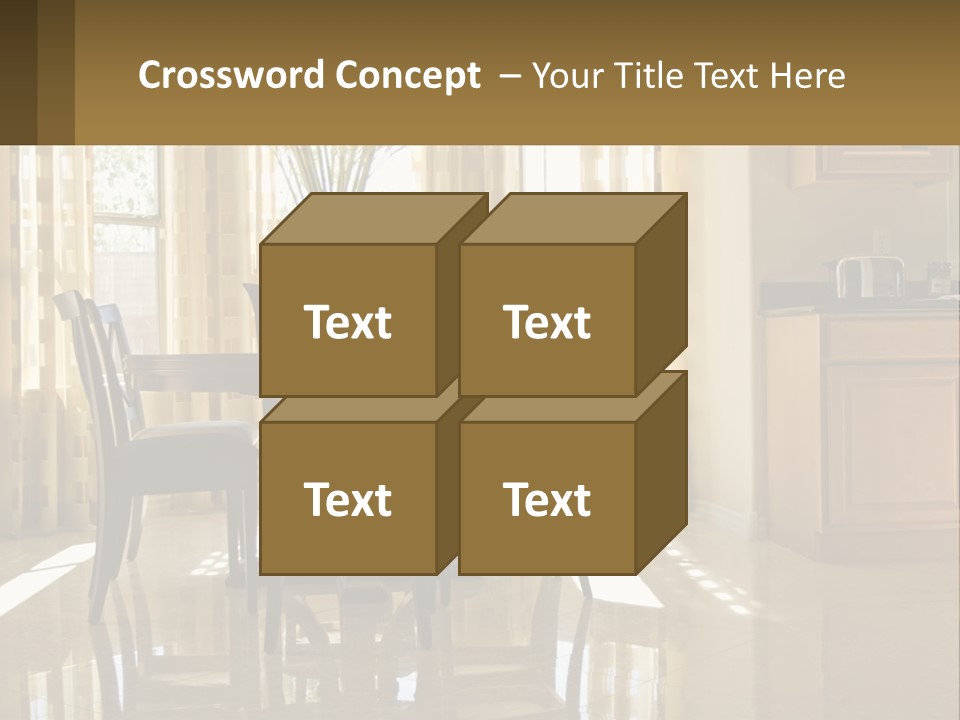 A Dining Room Table With Chairs And A Vase Of Flowers PowerPoint Template