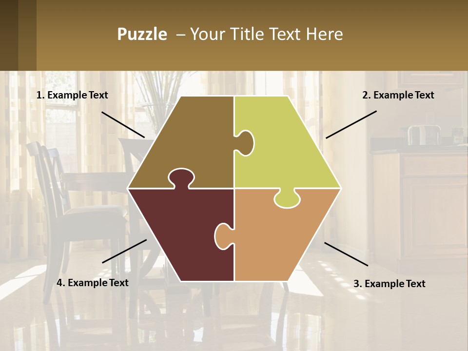 A Dining Room Table With Chairs And A Vase Of Flowers PowerPoint Template