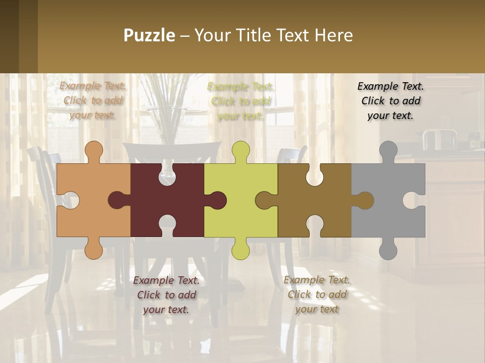 A Dining Room Table With Chairs And A Vase Of Flowers PowerPoint Template