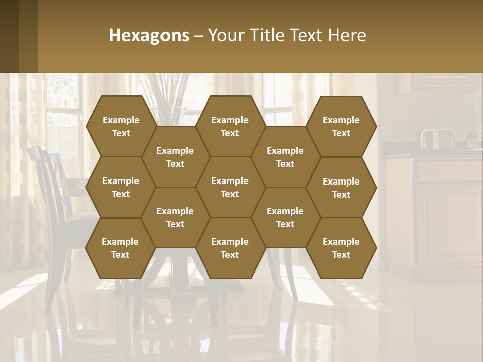 A Dining Room Table With Chairs And A Vase Of Flowers PowerPoint Template