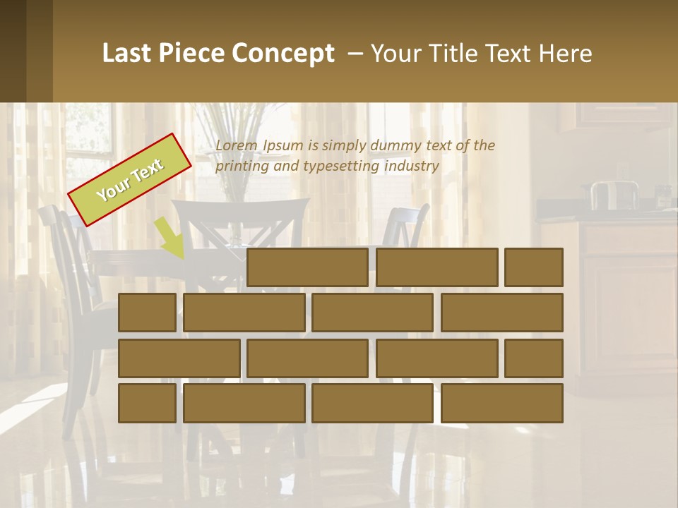 A Dining Room Table With Chairs And A Vase Of Flowers PowerPoint Template