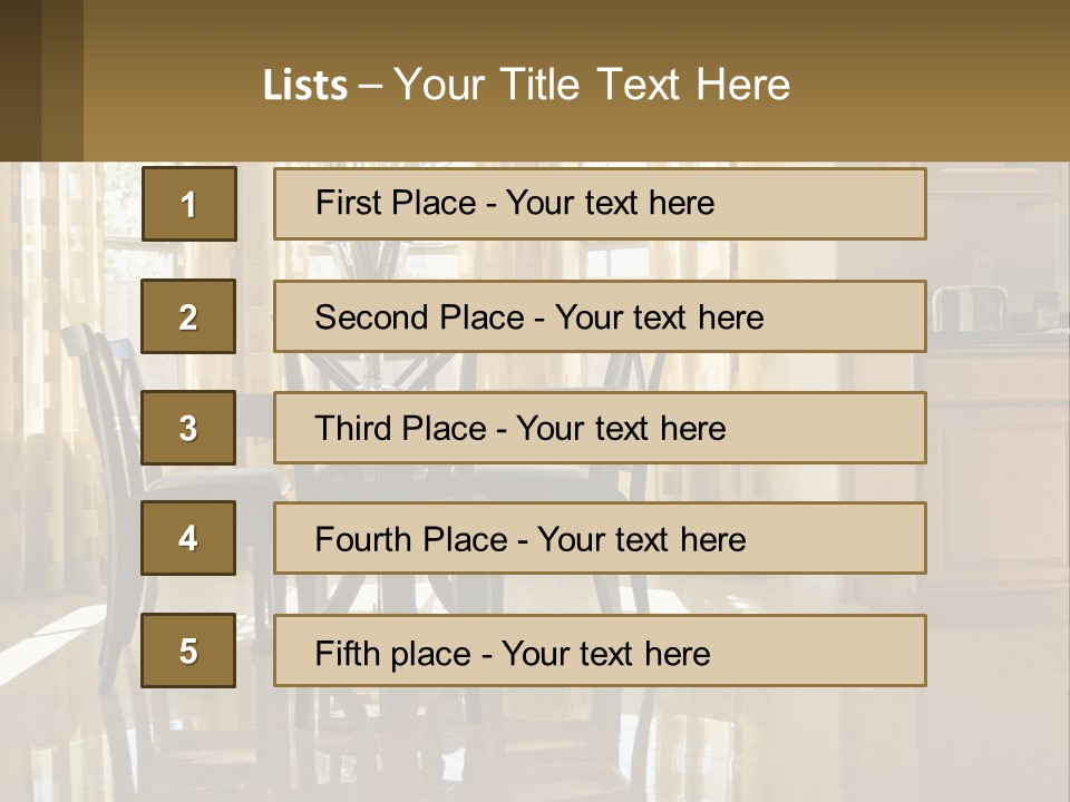 A Dining Room Table With Chairs And A Vase Of Flowers PowerPoint Template