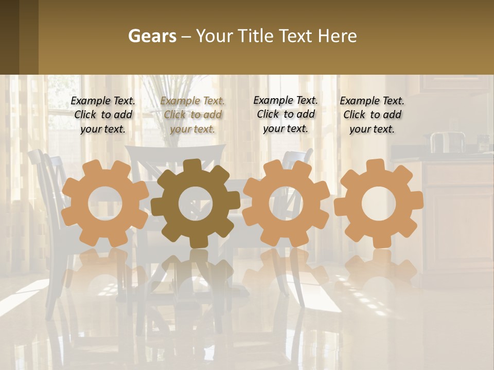 A Dining Room Table With Chairs And A Vase Of Flowers PowerPoint Template