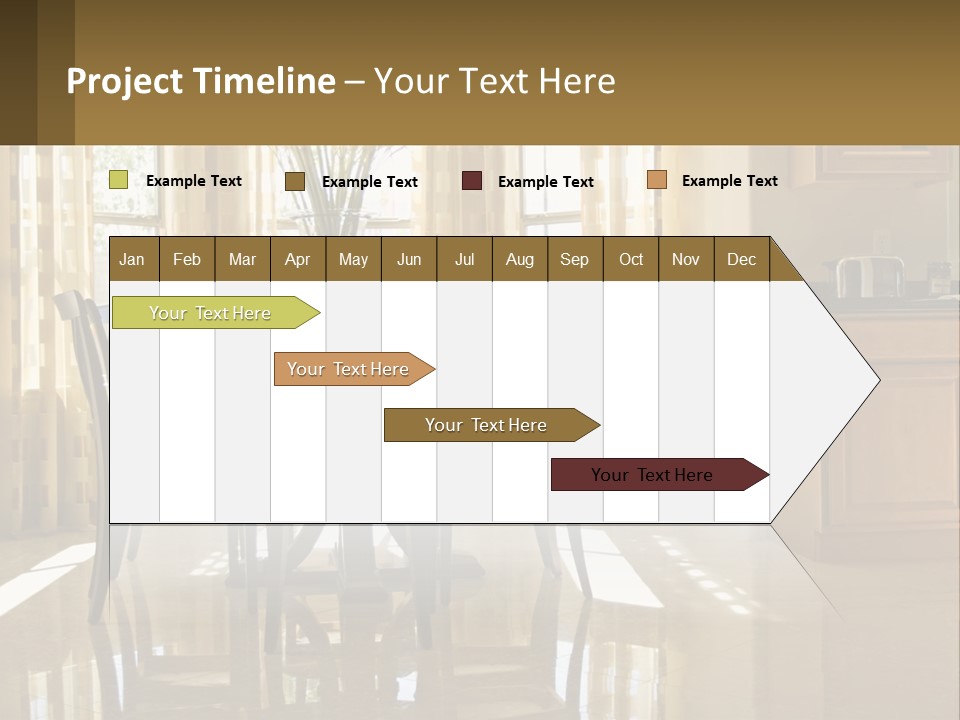 A Dining Room Table With Chairs And A Vase Of Flowers PowerPoint Template