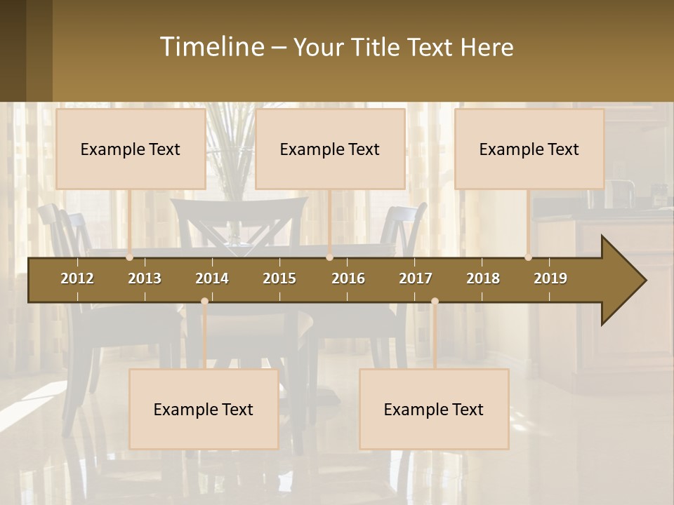 A Dining Room Table With Chairs And A Vase Of Flowers PowerPoint Template