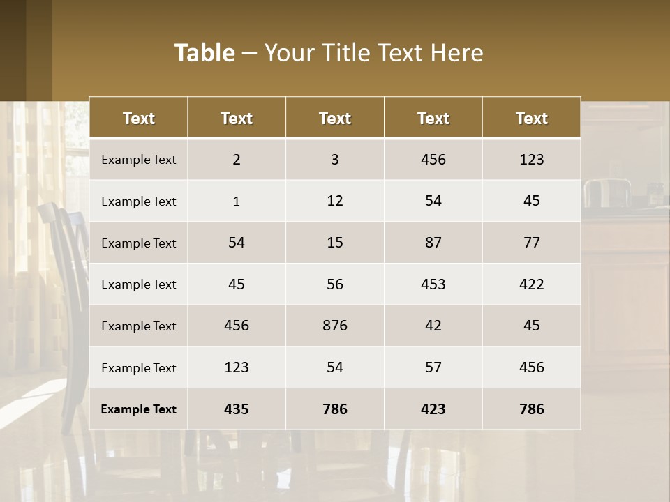 A Dining Room Table With Chairs And A Vase Of Flowers PowerPoint Template