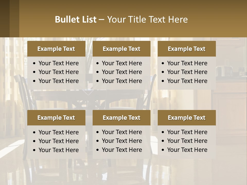 A Dining Room Table With Chairs And A Vase Of Flowers PowerPoint Template