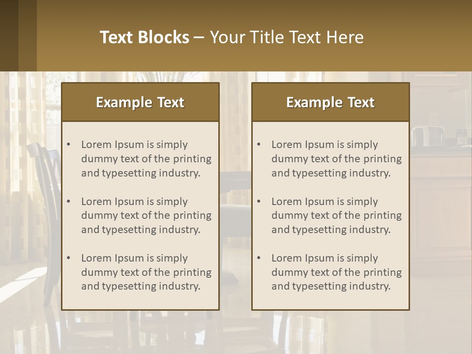 A Dining Room Table With Chairs And A Vase Of Flowers PowerPoint Template