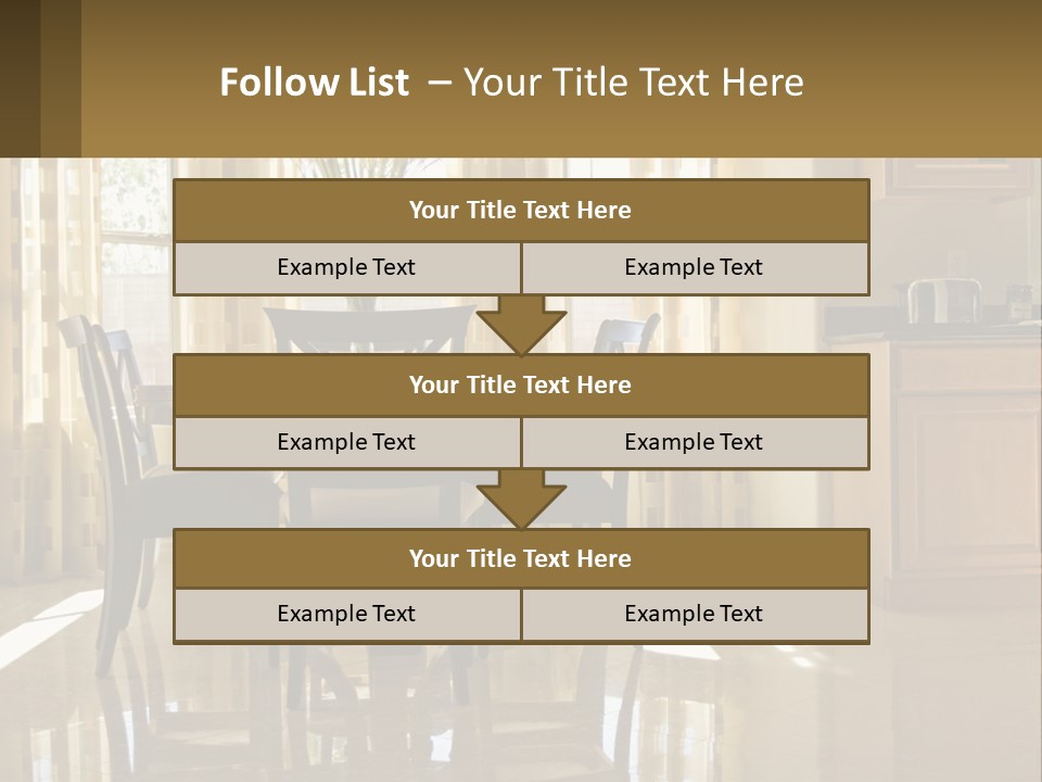 A Dining Room Table With Chairs And A Vase Of Flowers PowerPoint Template