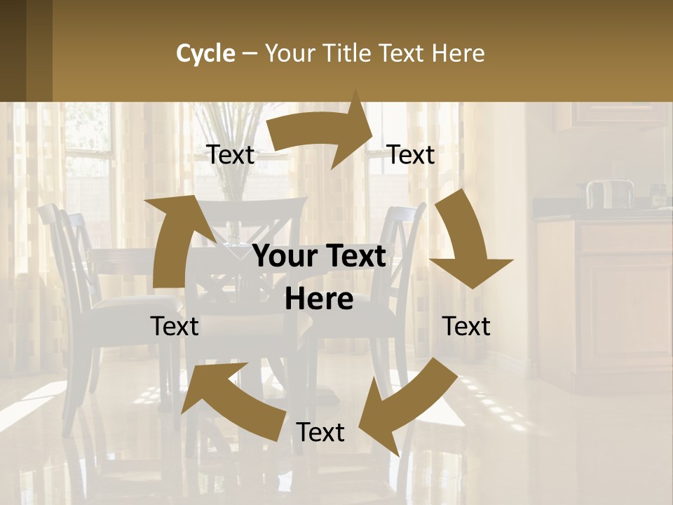 A Dining Room Table With Chairs And A Vase Of Flowers PowerPoint Template