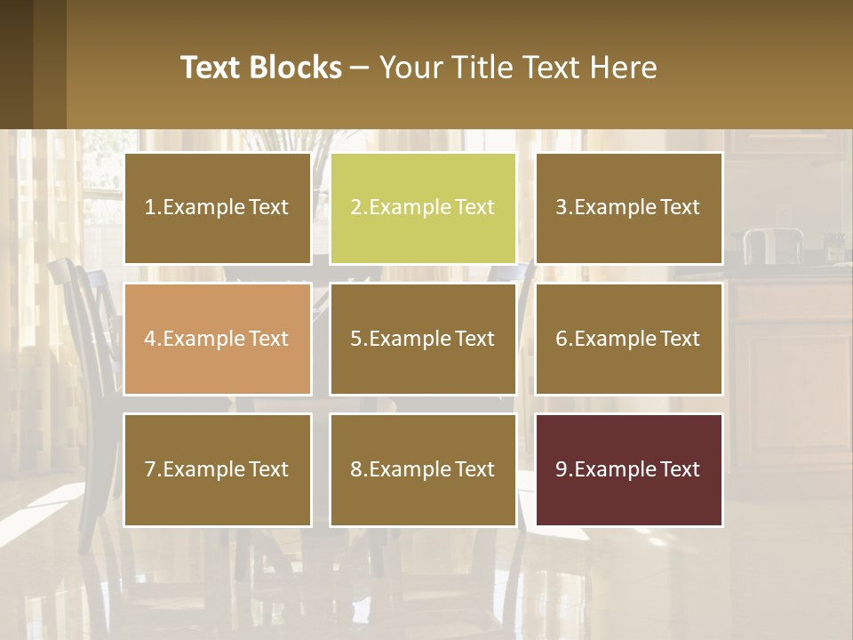 A Dining Room Table With Chairs And A Vase Of Flowers PowerPoint Template